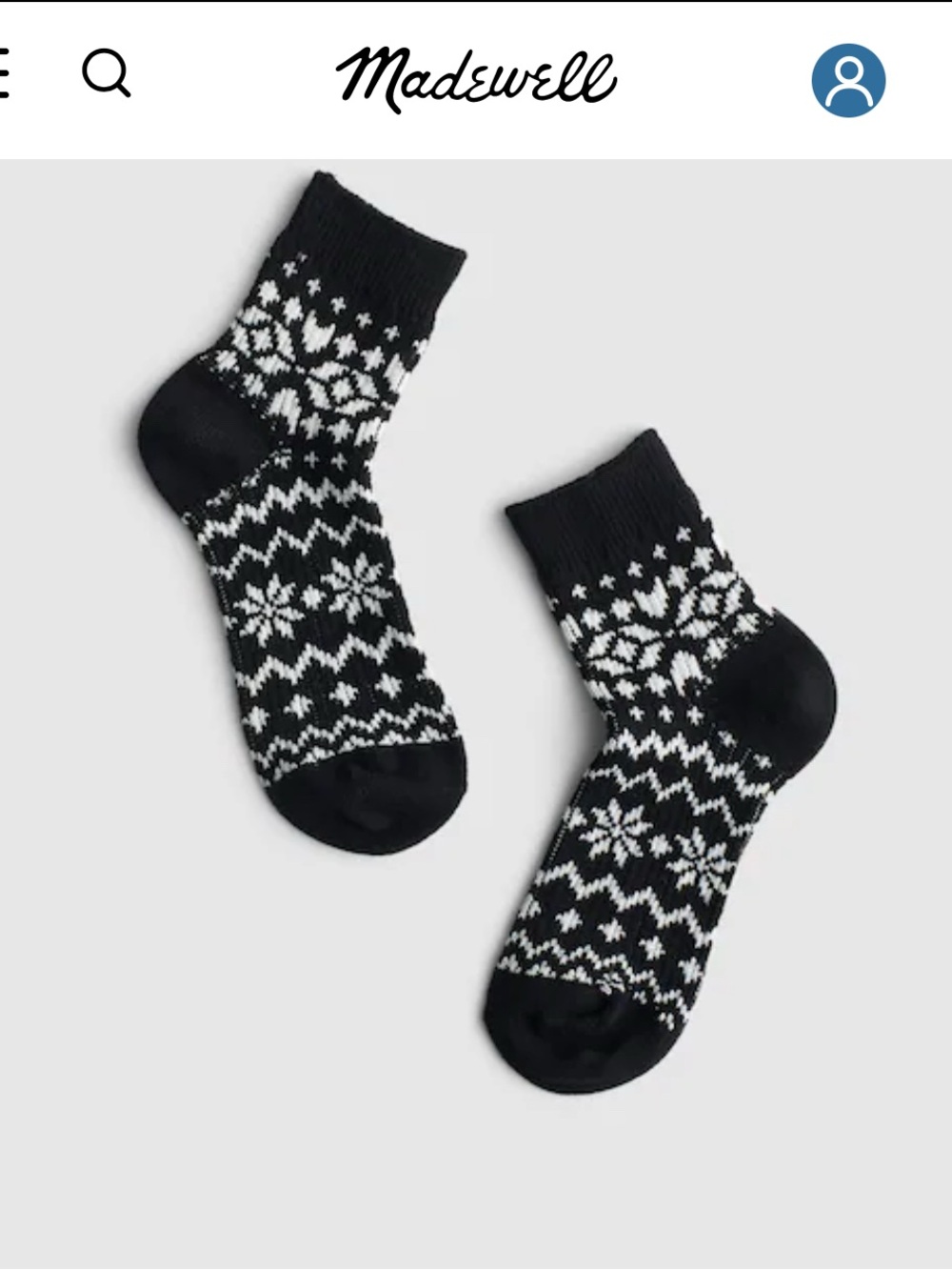 NWT Madewell cozy black/white brushed Fair isle socks, sealed & unopened bag,oos